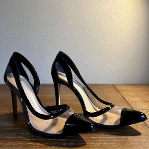 Gianni Bini Falenn Black & Clear Patent Leather Heel - Size 9.5